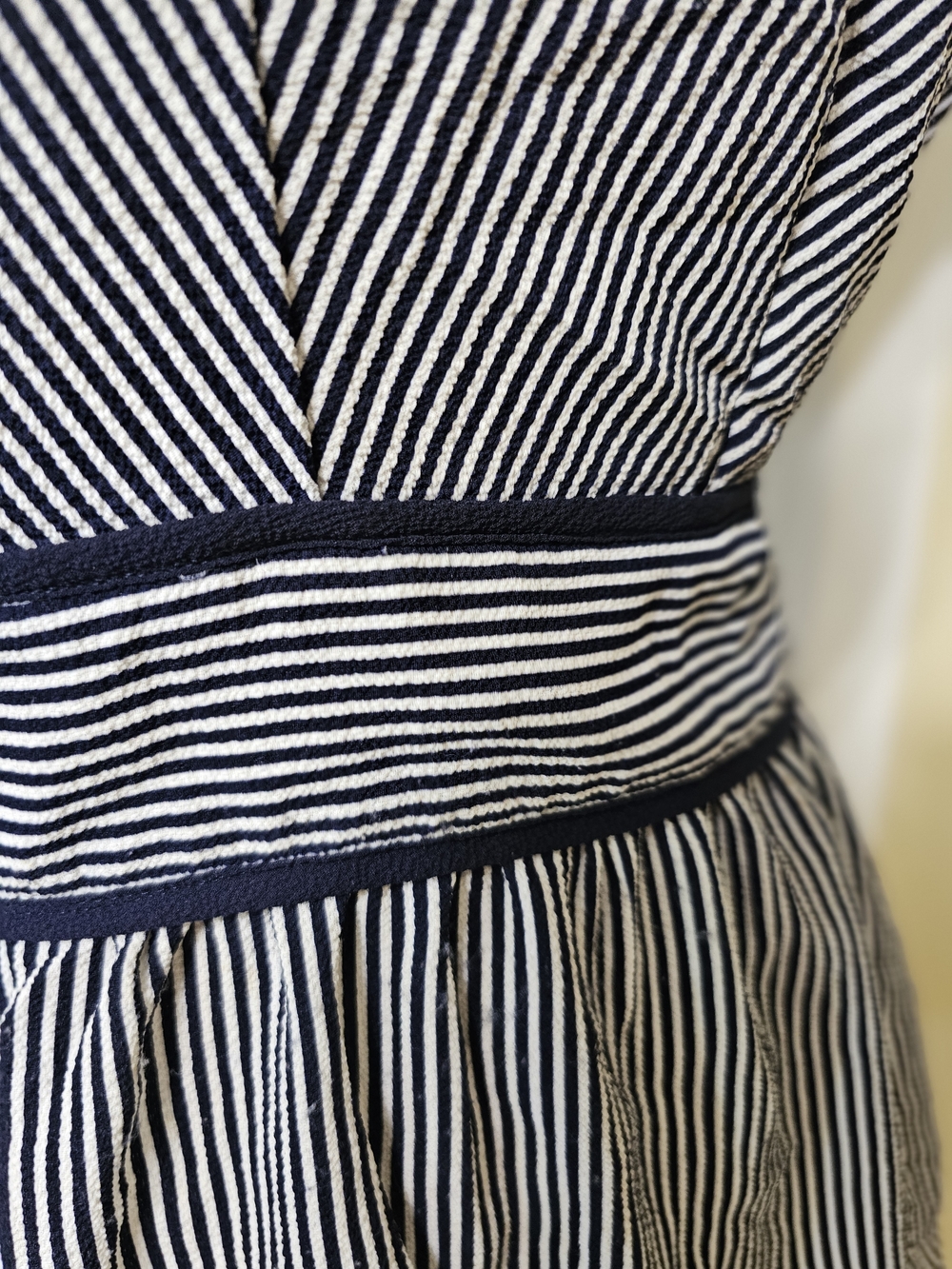 Monteau Navy & White Striped Peplum Blouse - Picture 2 of 8